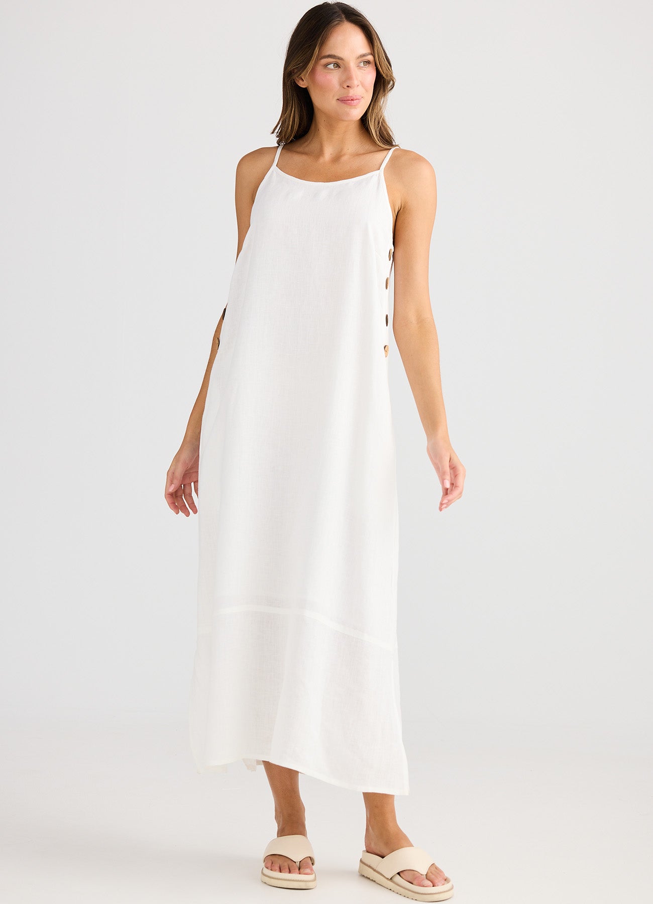Cliffside Maxi Dress : White Linen