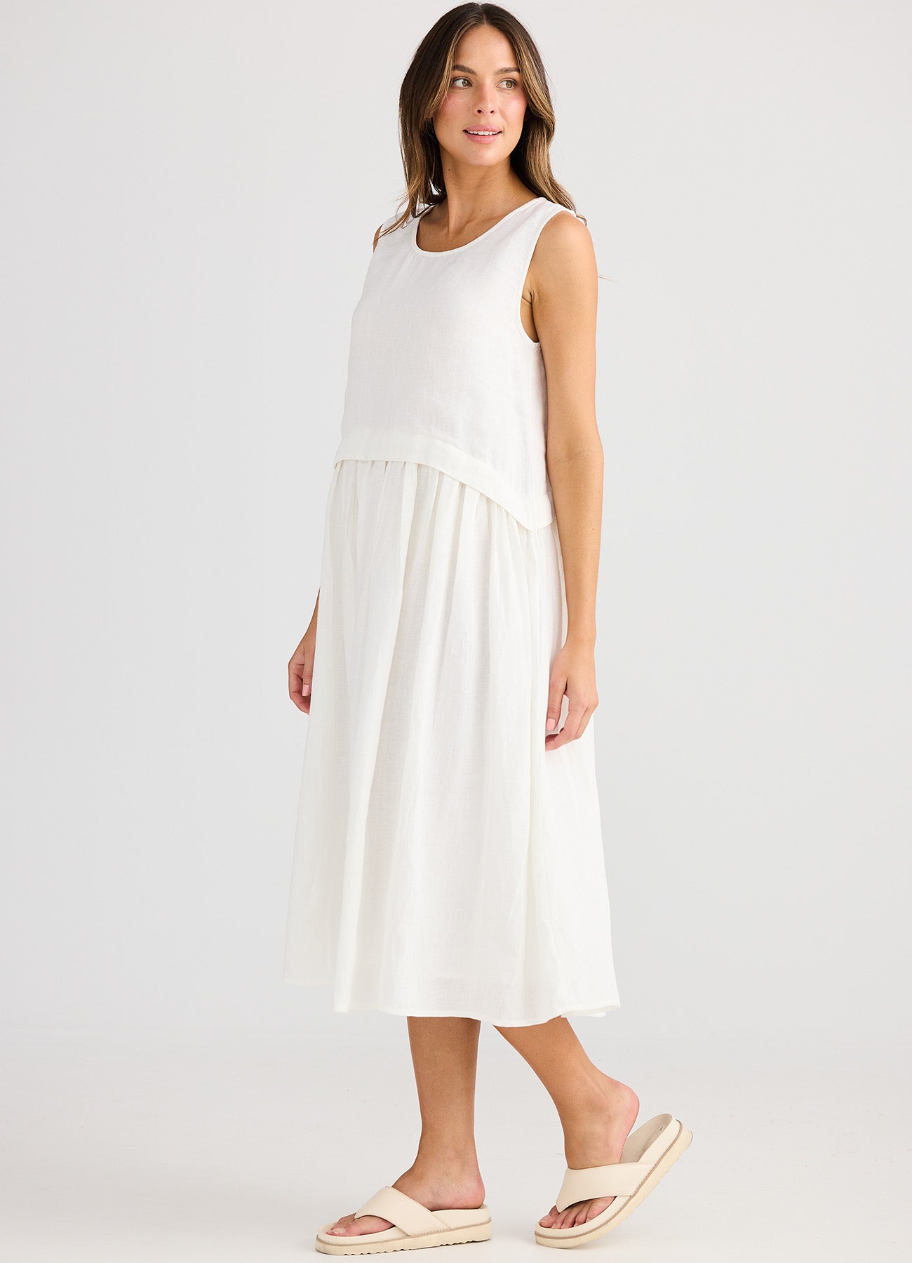 St Tropez Dress : White Linen