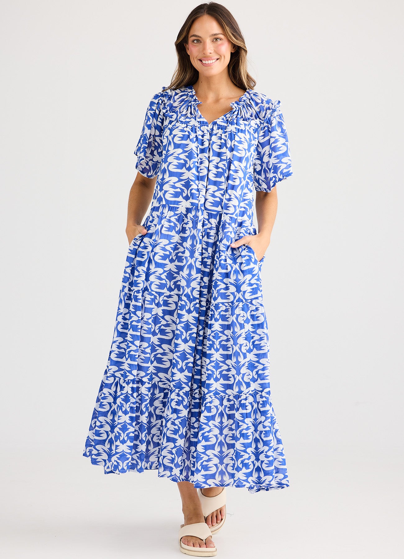 Soliel Midi Dress : Tile Print