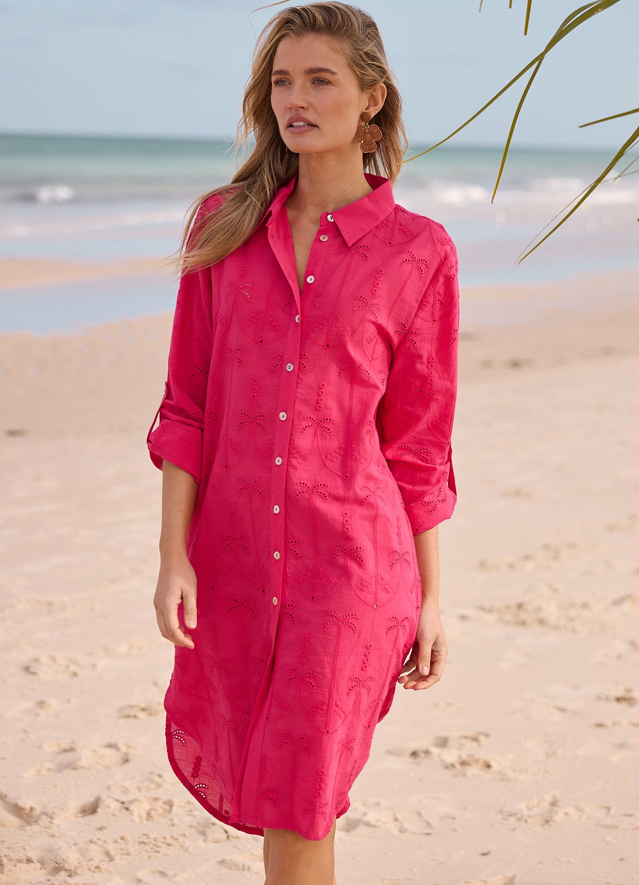 Palm Overshirt : Hot Pink