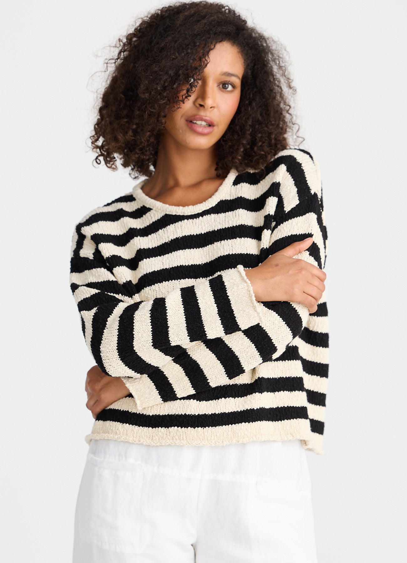 Keo Knit : Natural W Black Stripe