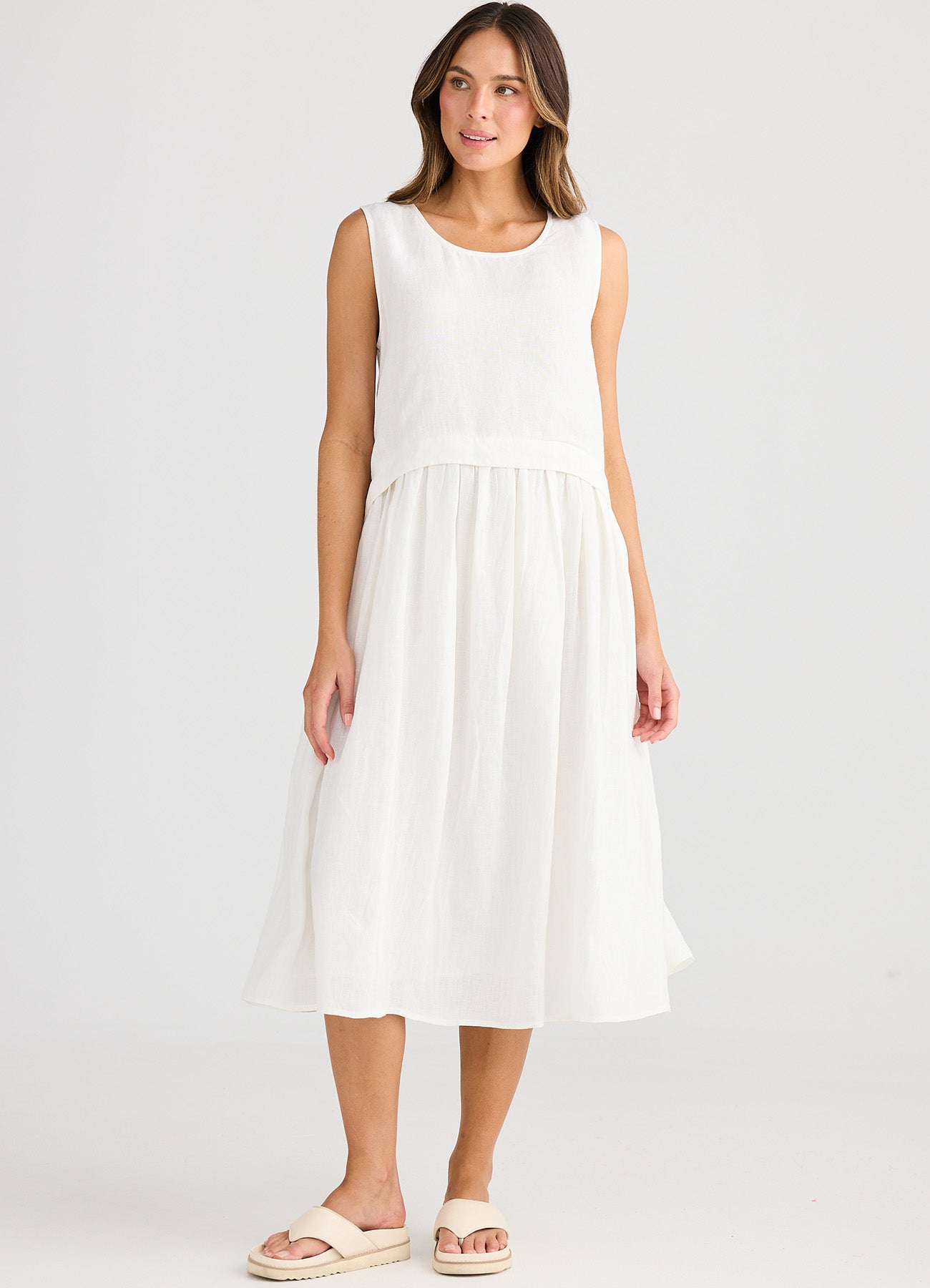 St Tropez Dress : White Linen