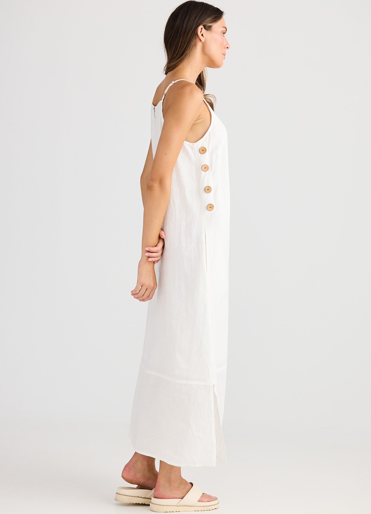 Cliffside Maxi Dress : White Linen