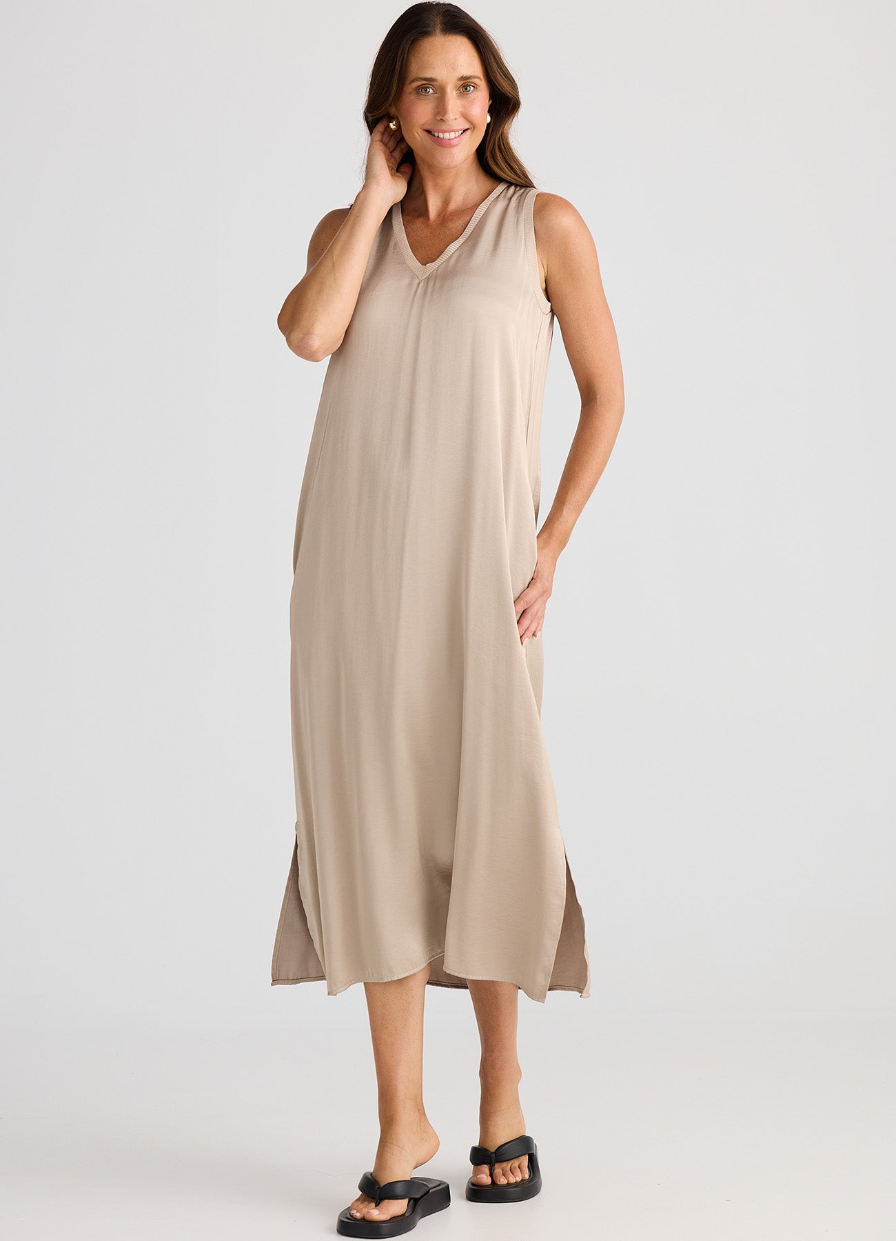 Celine Dress : Stone Taupe