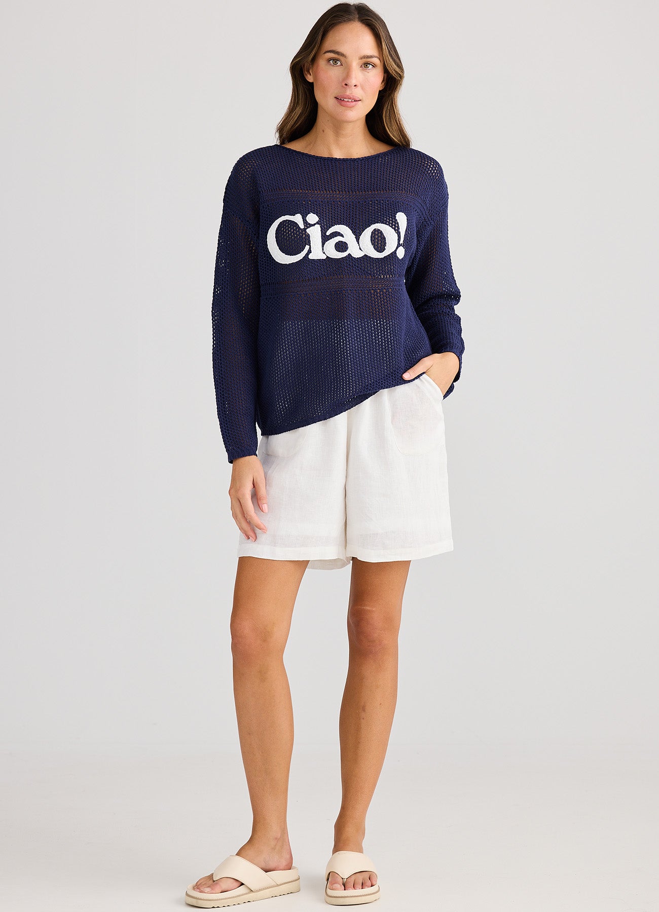 Ciao Knit : Navy W White