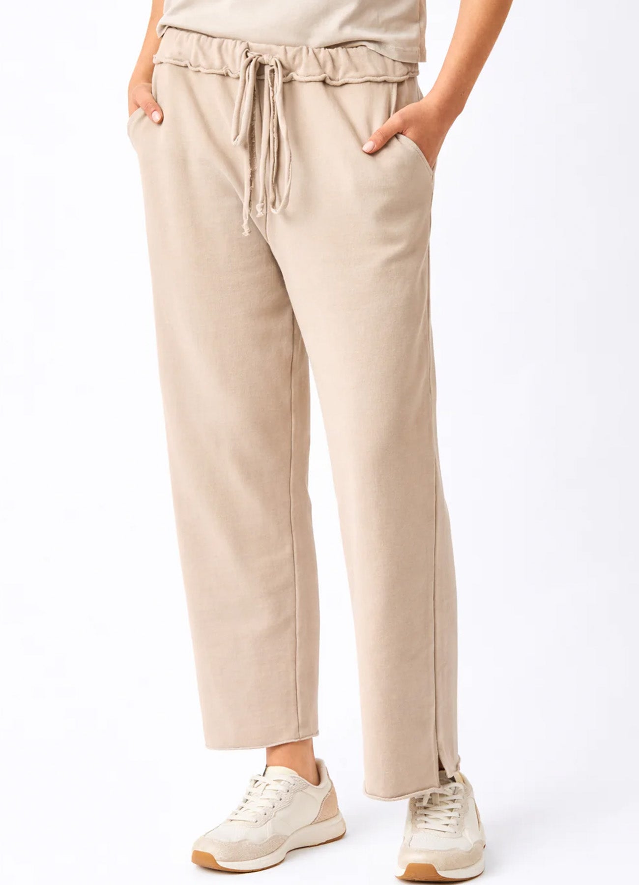 Windy Wide Leg Cropped Joggers : Light Beige