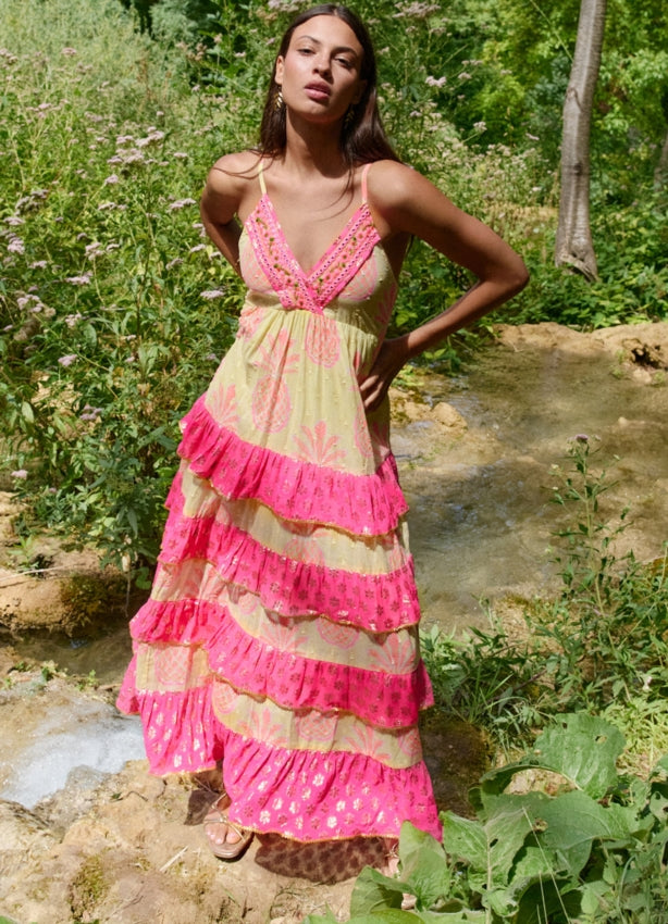 Pineapple Limn Straps Long Dress : Lemon