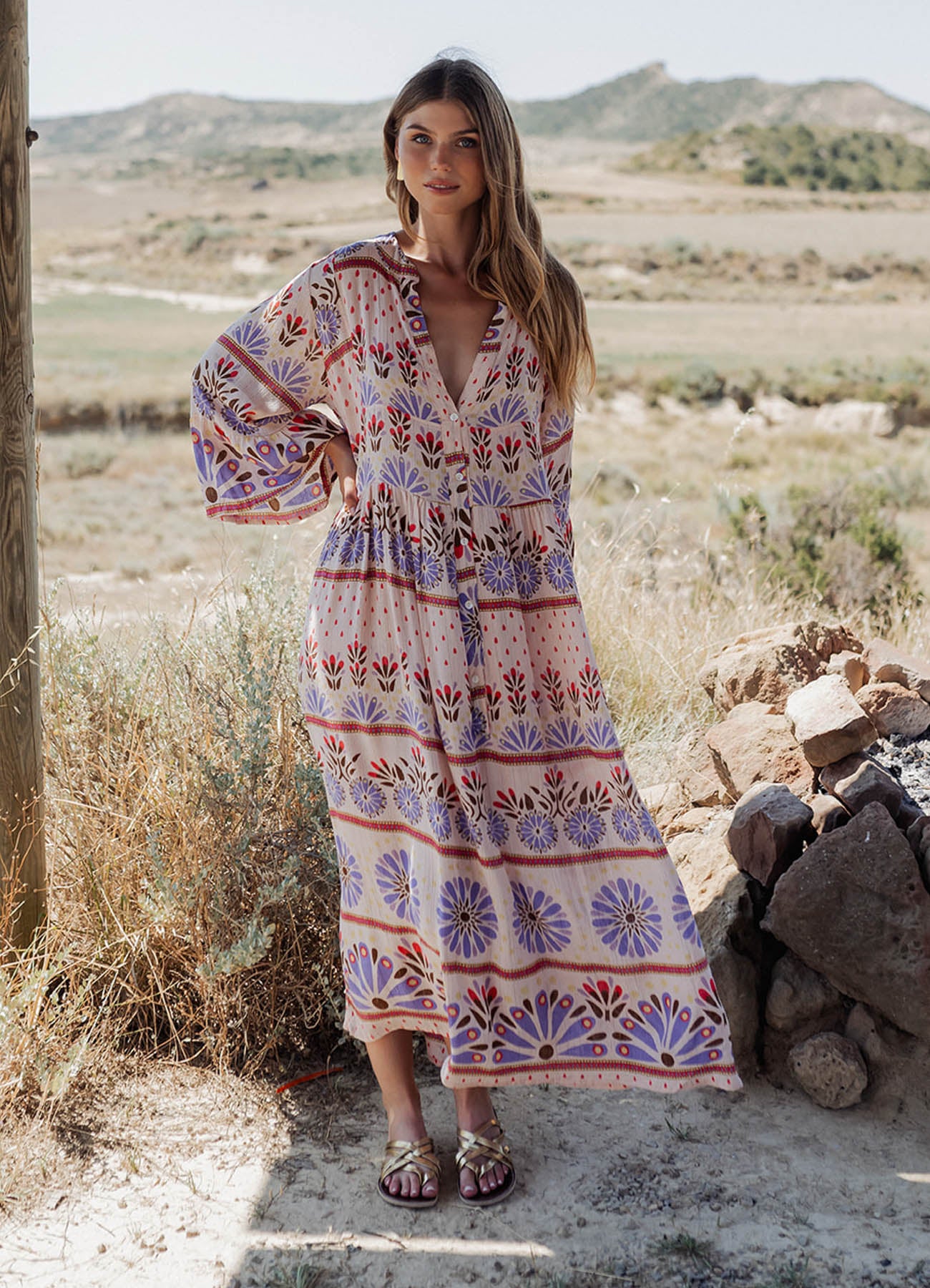 Long Dress Long Sleeves : Multicolor