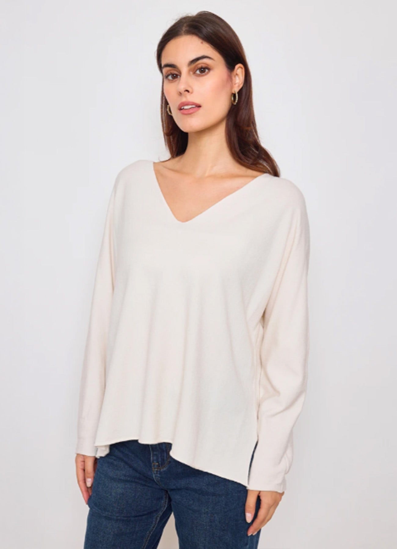 Pull Col V : Cream