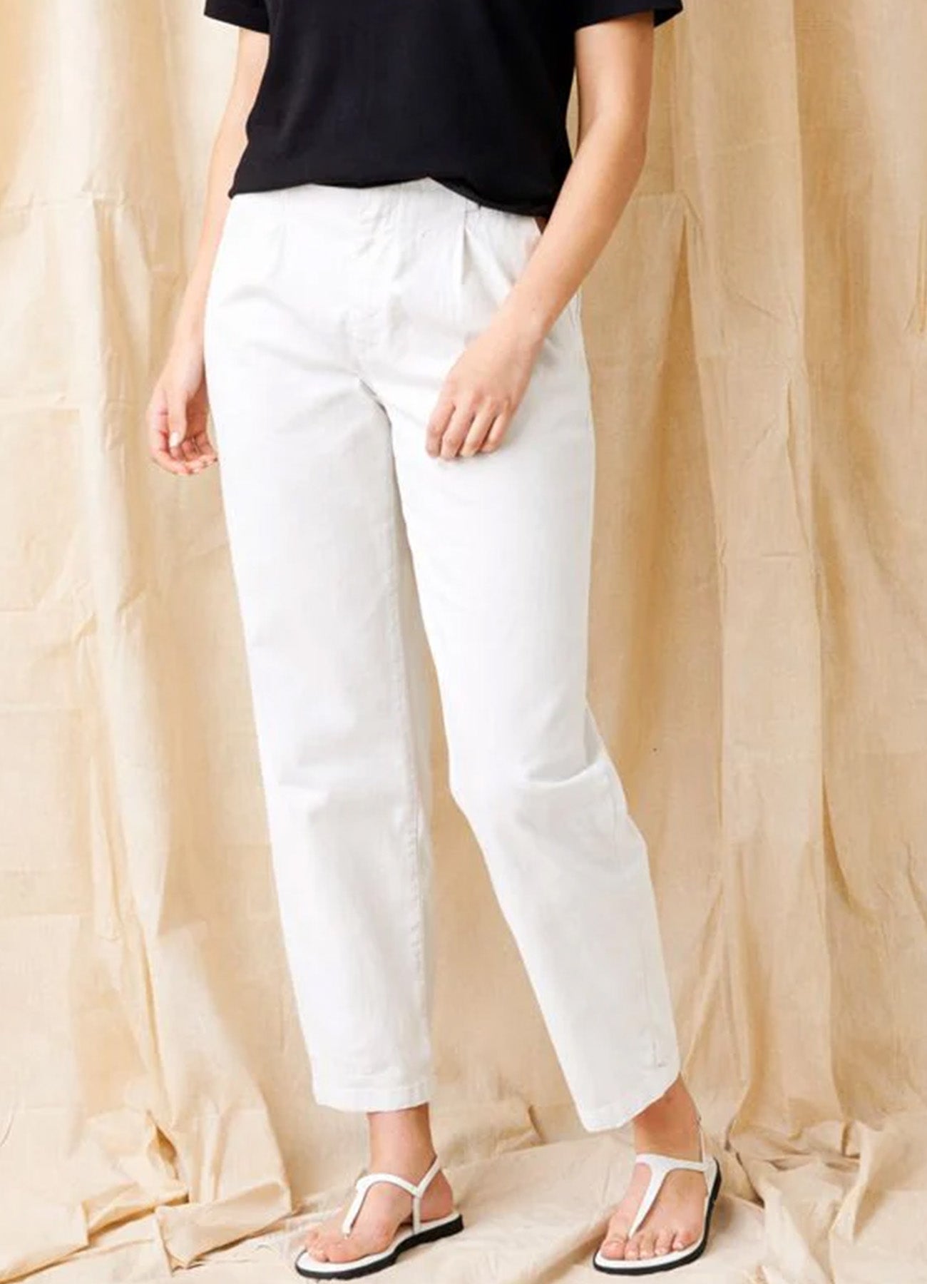 May Stretch Gaberdine Barrel Pants : White