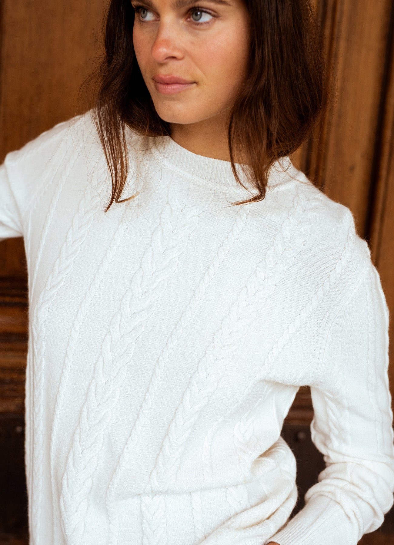 Pull Torsad Col Rond : Cream