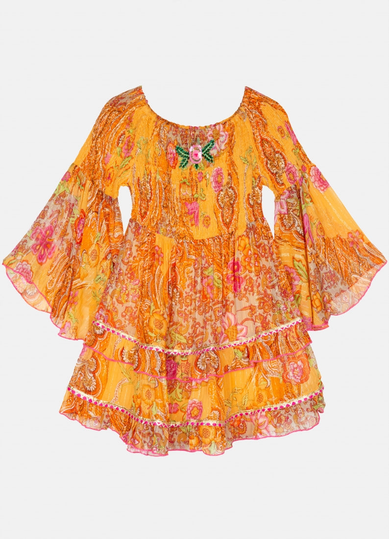 Capri Naranja Smocking Dress : Orange