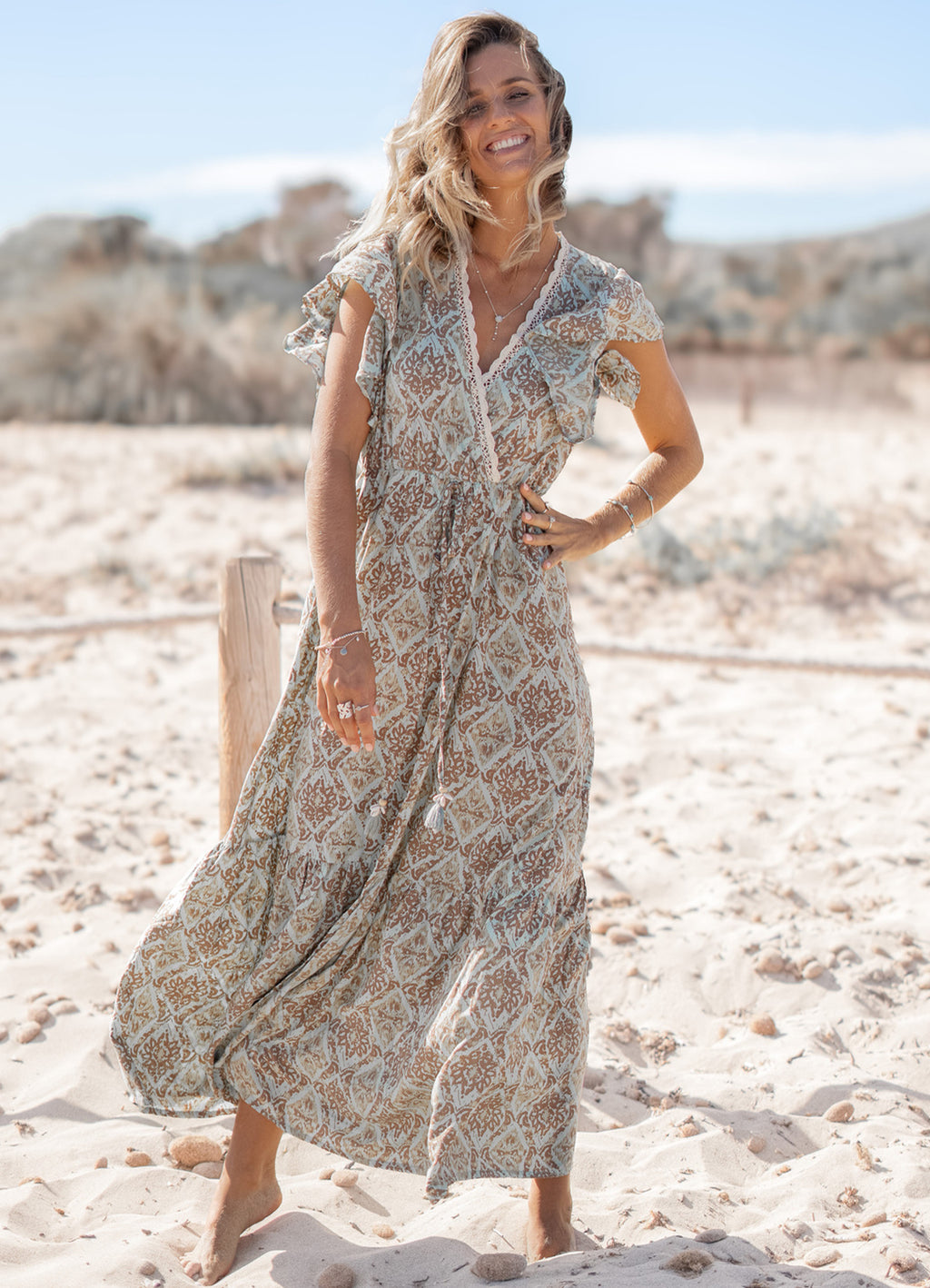 Maxi Dress Tess Su Mint Print : Mint