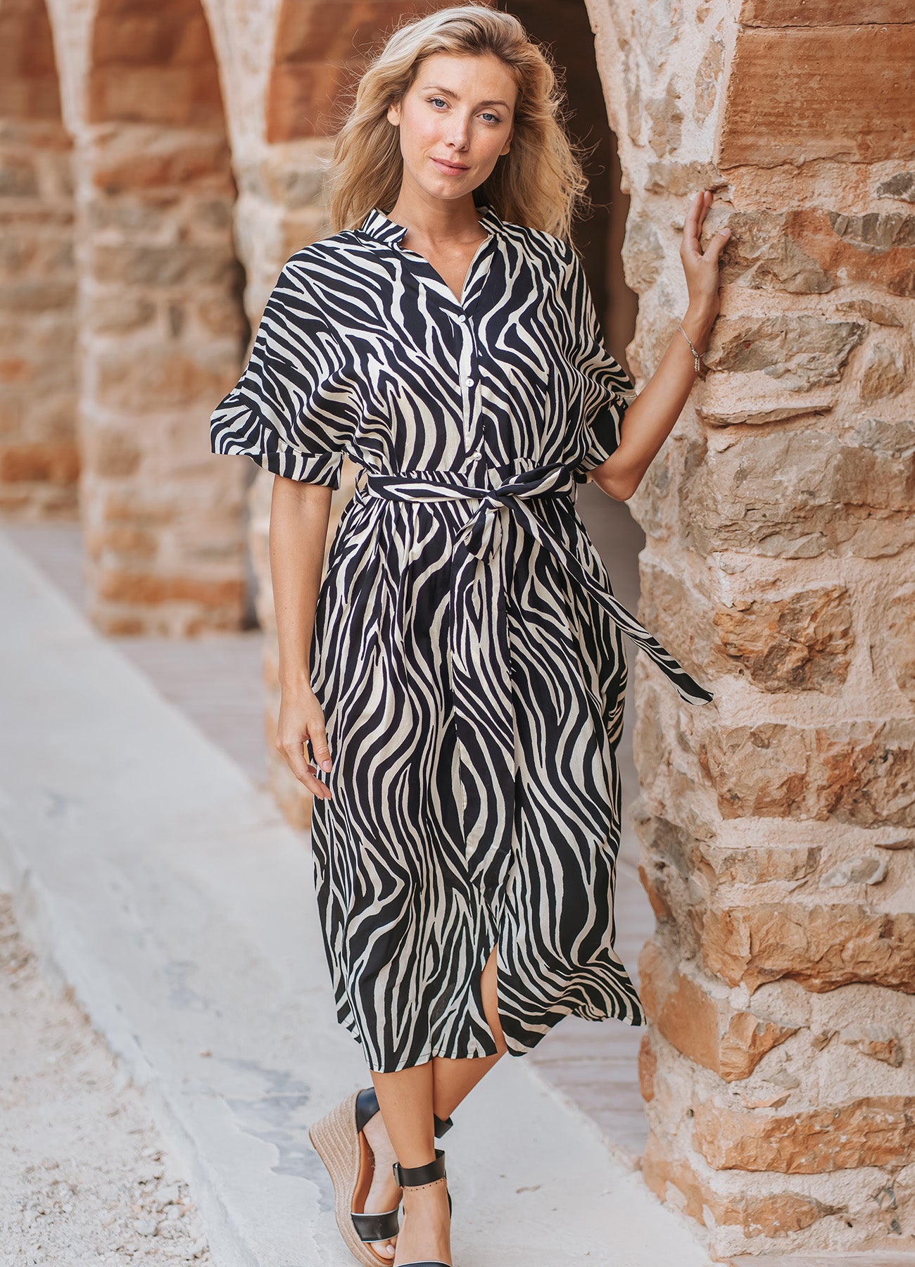 Long Dress : Black/Beige