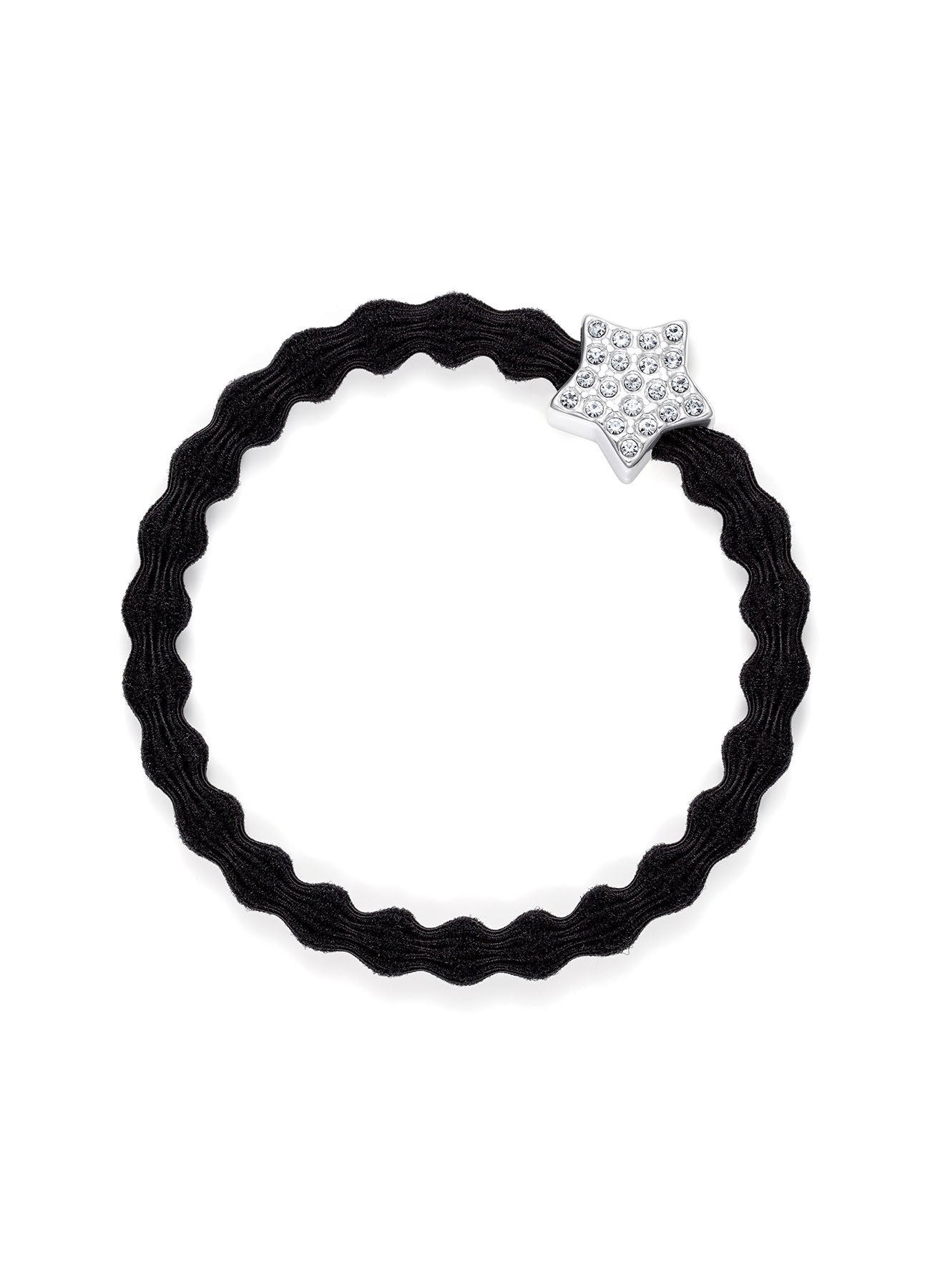 Hair Ties Silver Diamante Star : Black