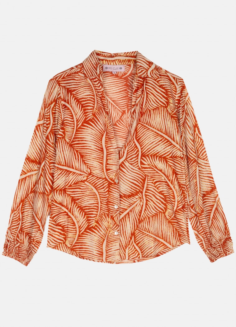 Palm Marron Set Skirt+Shirt : Brown