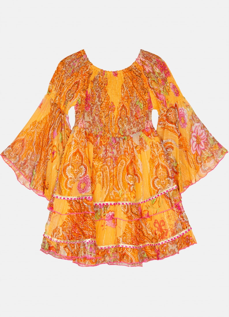 Capri Naranja Smocking Dress : Orange