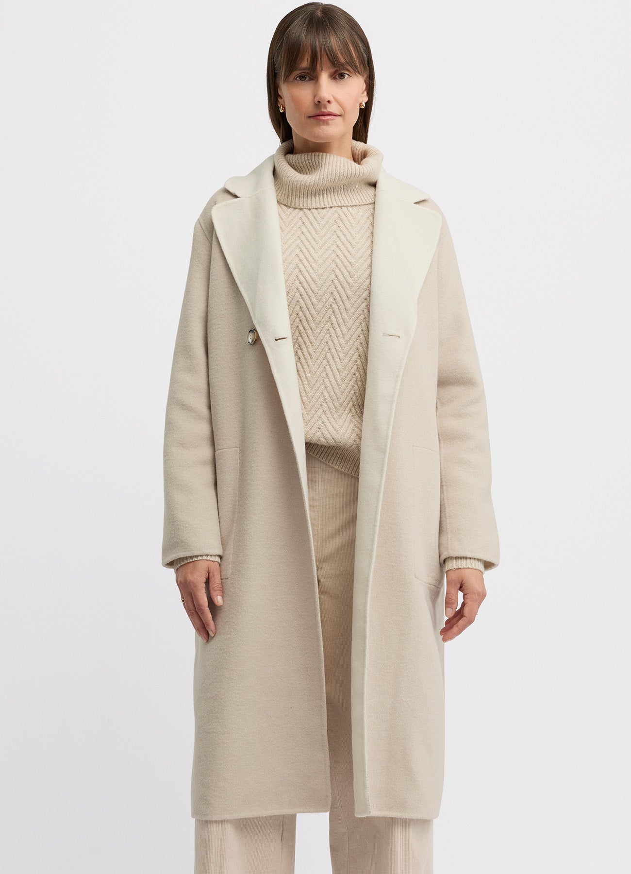Twain Coat : Almond/Ecru