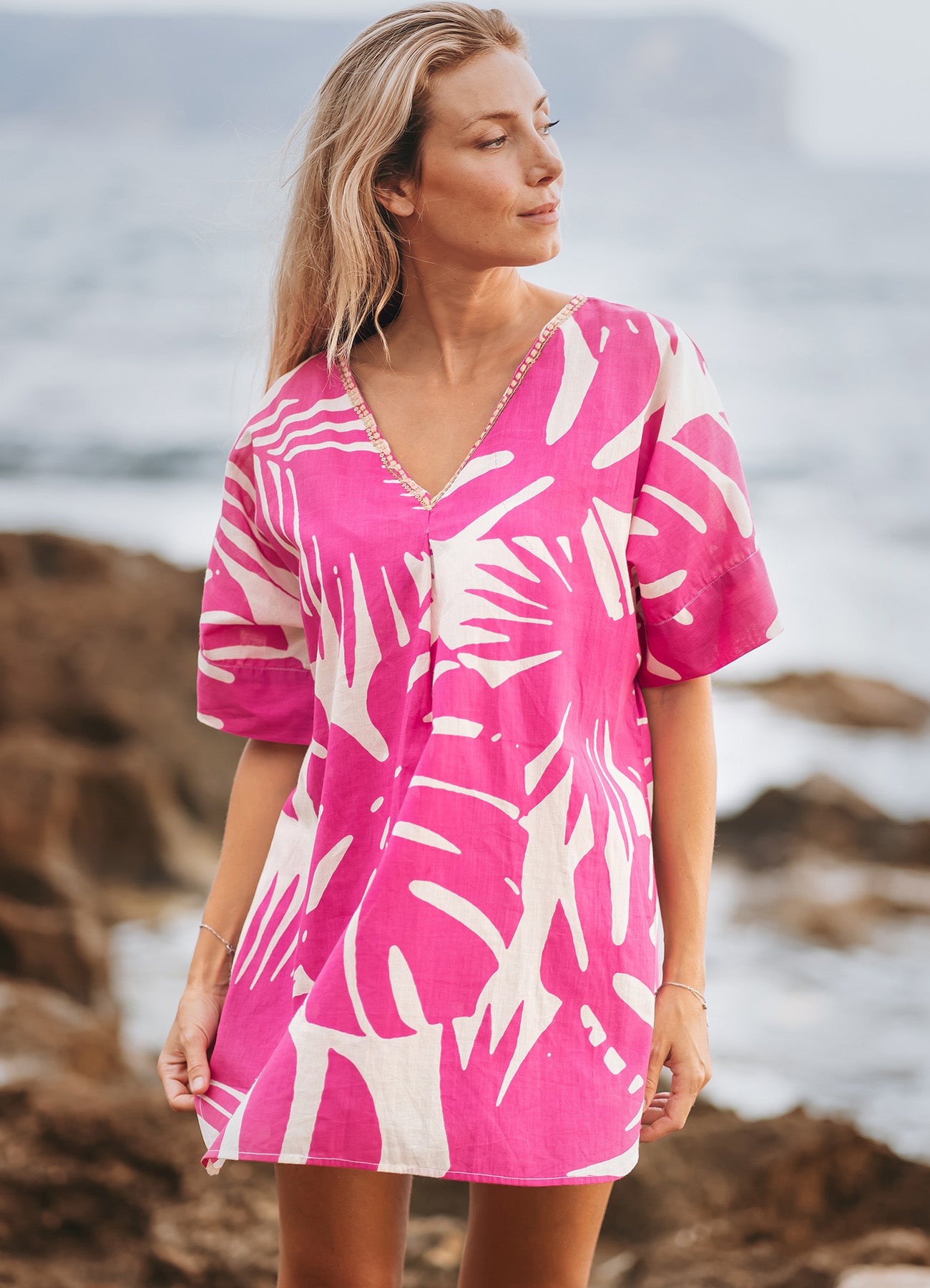 Kurta : Pink/White