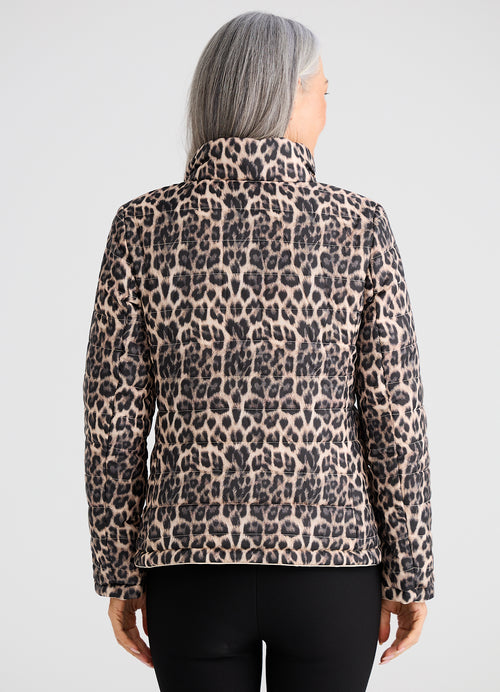 Aurelia Reversible Puffer : Leopard Beige