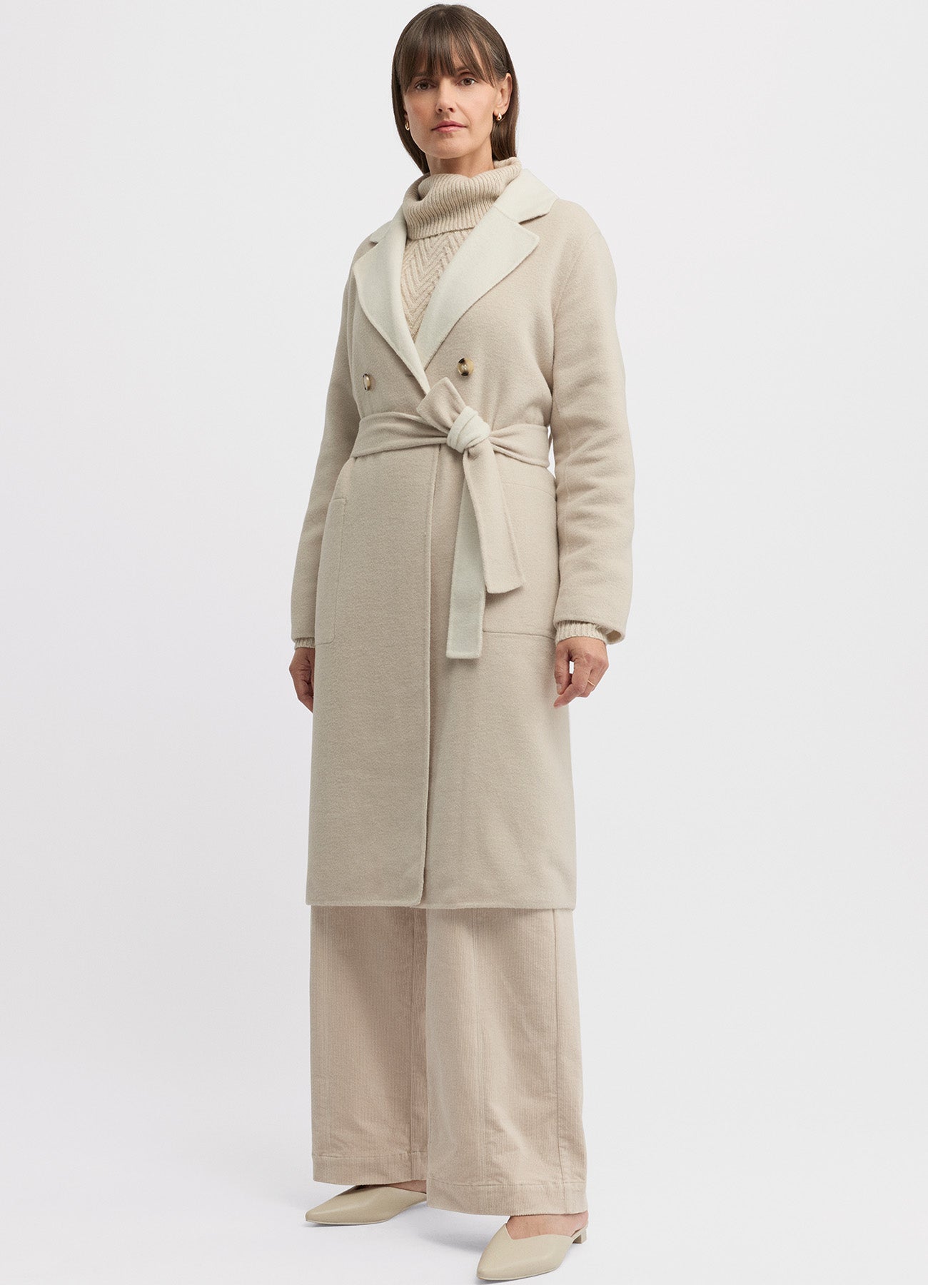 Twain Coat : Almond/Ecru
