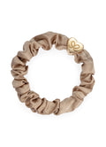 Gold Heart Silk Scrunchie : Sand
