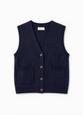 Gilet Boutons Avec 2 Poches : Navy