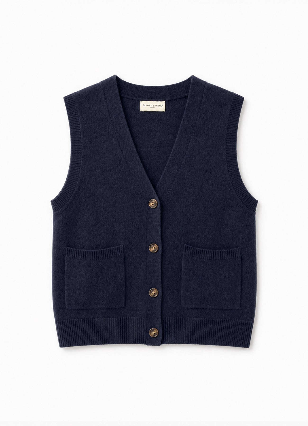 Gilet Boutons Avec 2 Poches : Navy
