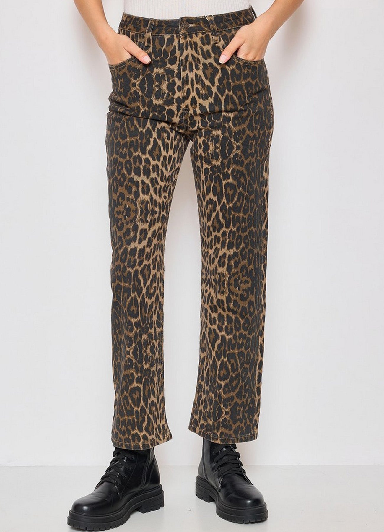 Pantalon Denim Leopard : Leopard