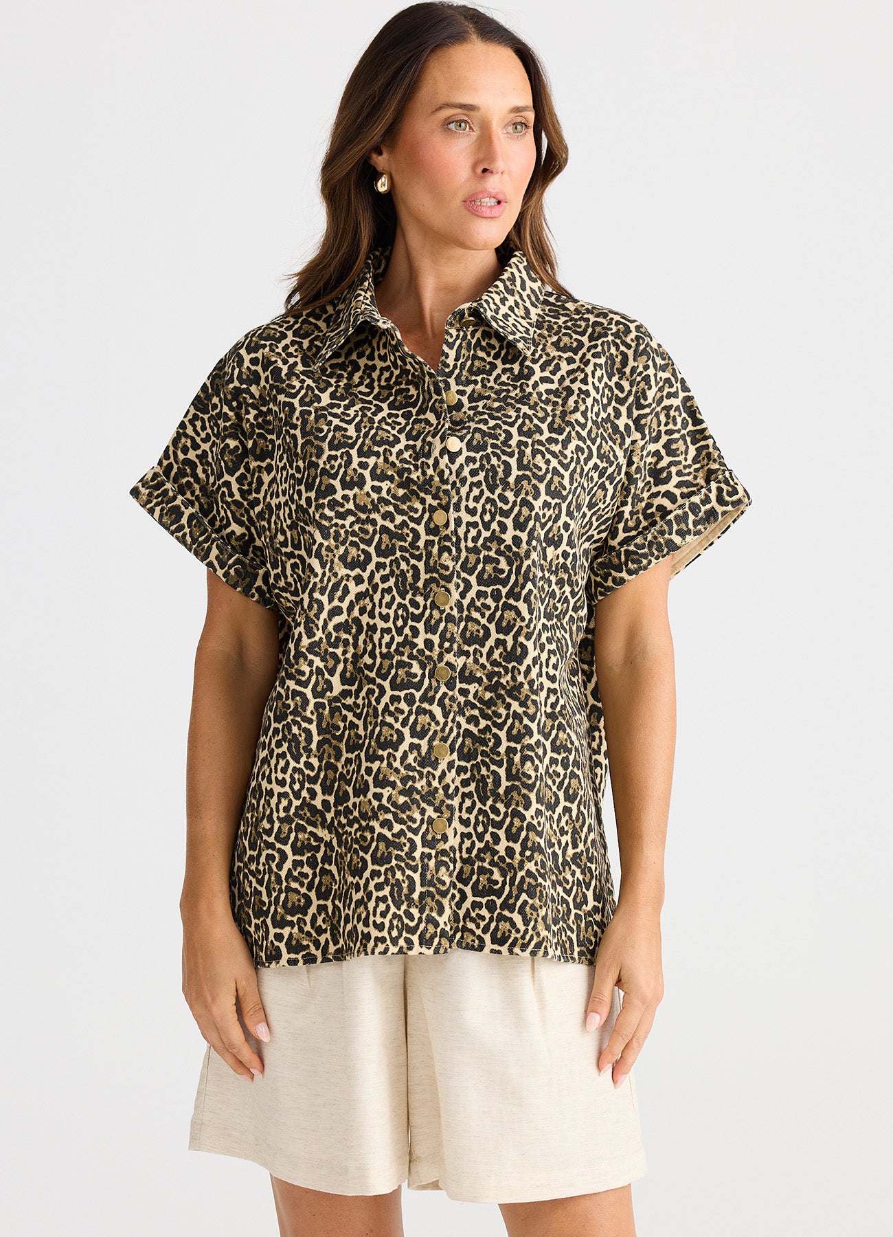 Leroy Shirt : Beige Leopard