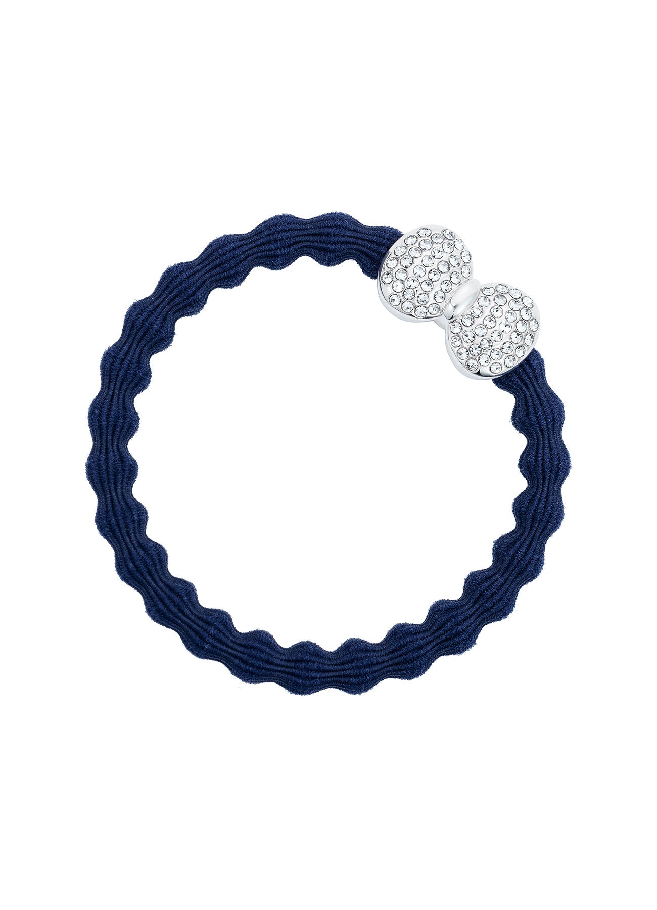 Hair Ties Silver Diamant Bow : Navy