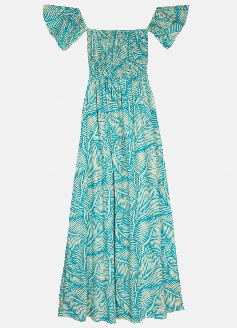 Palm Aqua Long Dress : Aqua