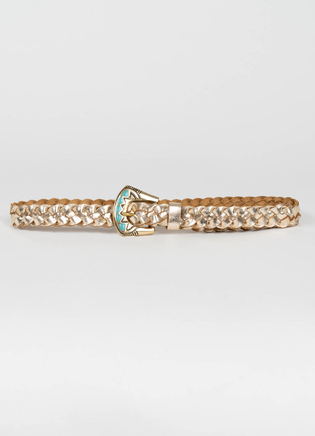Western Braid Belt : Gold/Brown