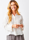 Lago Hi Lo Linen Shirt With Wide Sleeves : Snow White