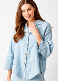 Sapphira Linen Shirt With Side Splits And Pocket : Cloud Blue