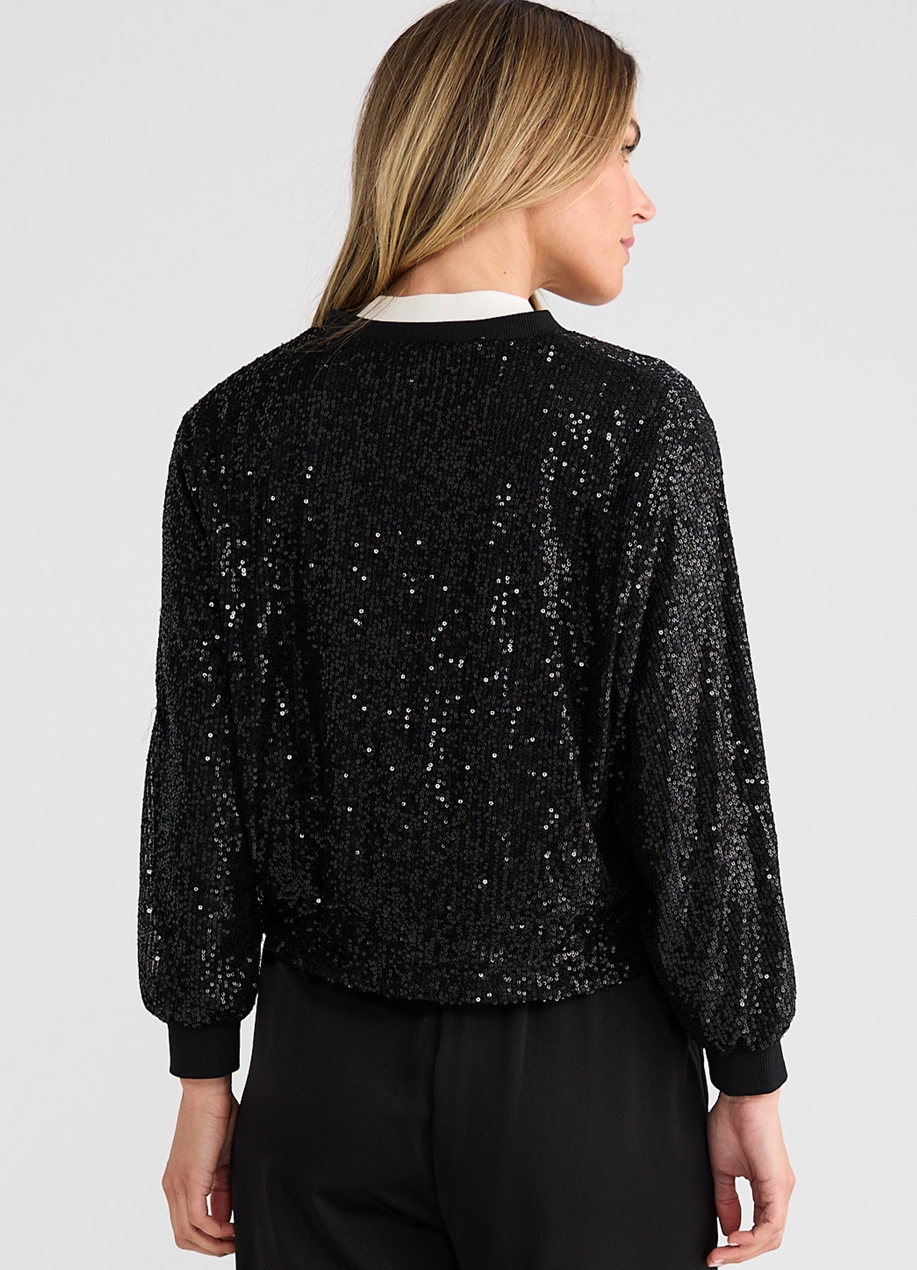 Jazzy Bomber Jacket : Black Sequin