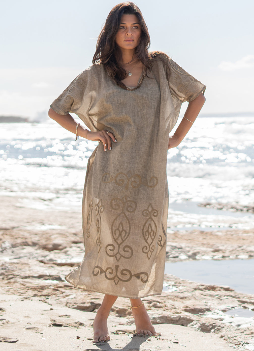 Kaftan Golden Flo Taupe : Taupe