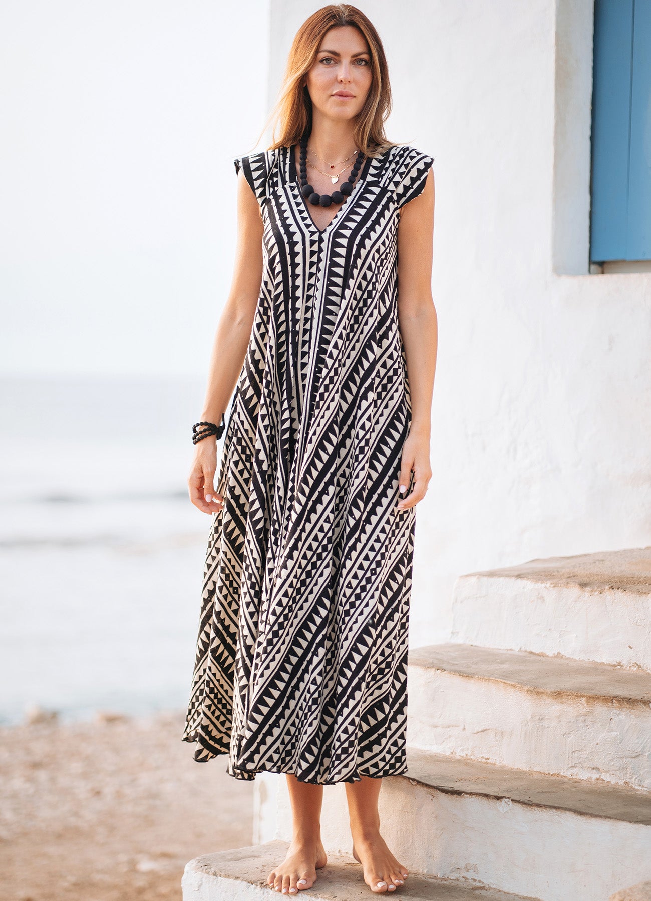 Long Dress : Black/Beige