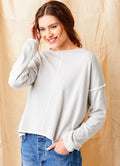 Wren Long Sleeve Knit With Trim : Light Grey