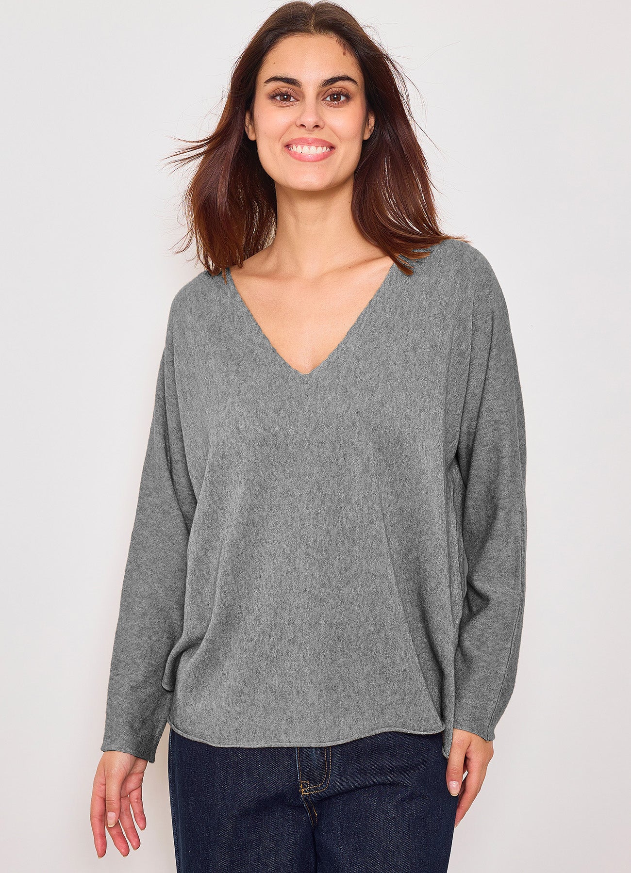 Pull Col V Oversize : Grey