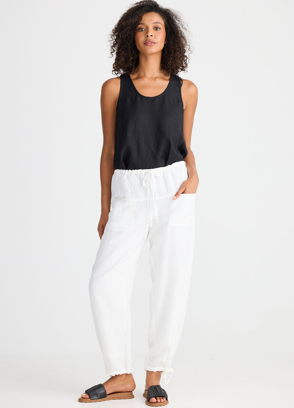 Amazon Pant : White Linen Blend