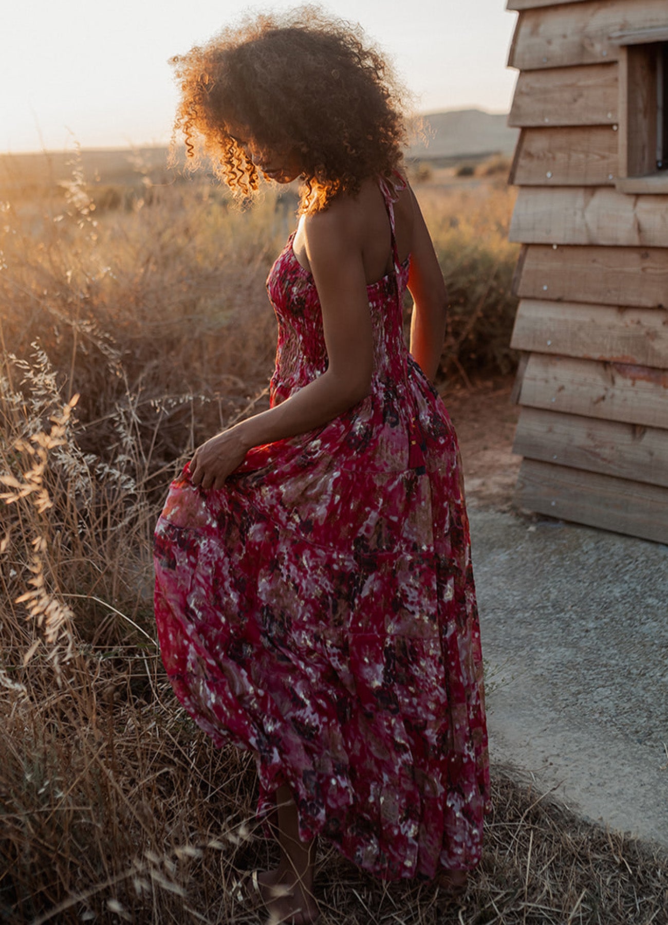 Smocking Long Dress : Red