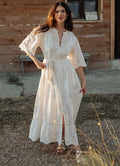 Long Dress Short Sleeves : White