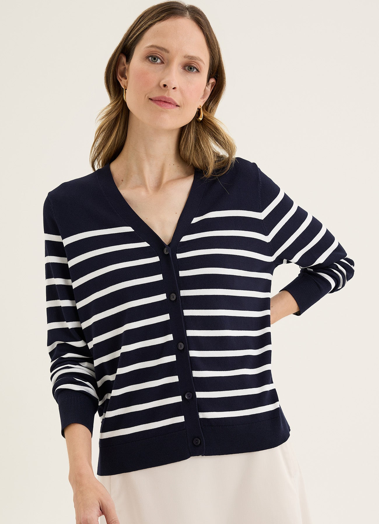 Accession Cardi : Navy/White