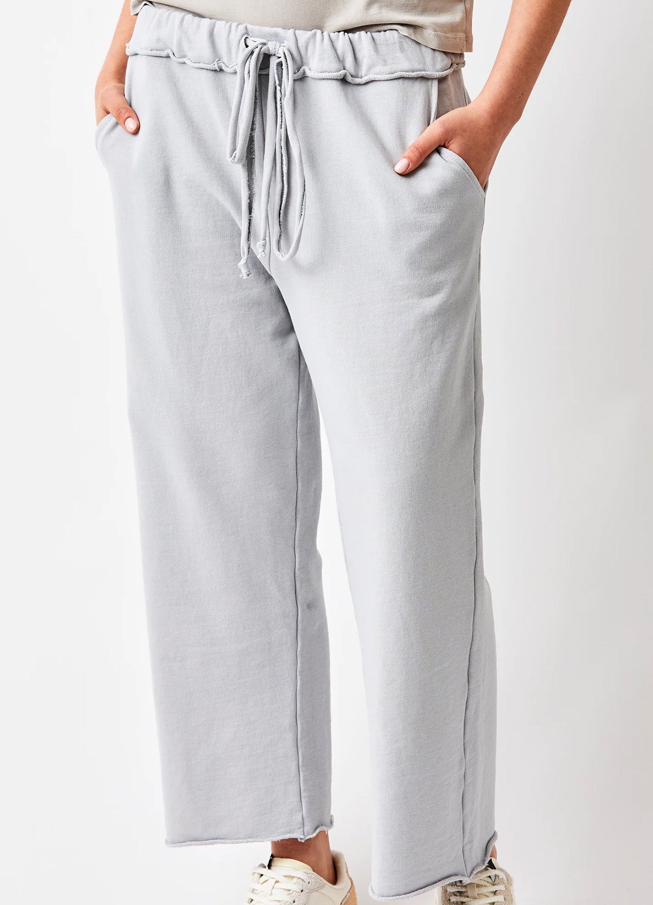 Windy Wide Leg Cropped Joggers : Fossil Grey