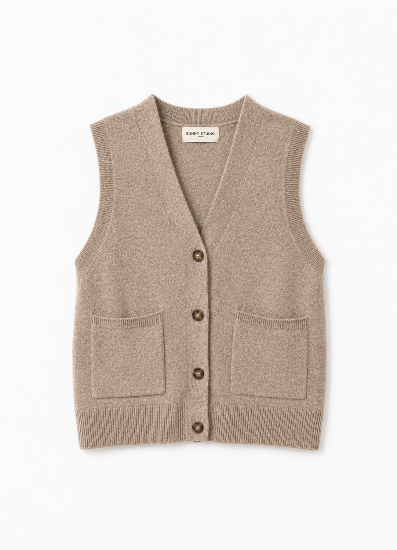 Gilet Boutons Avec 2 Poches : Taupe