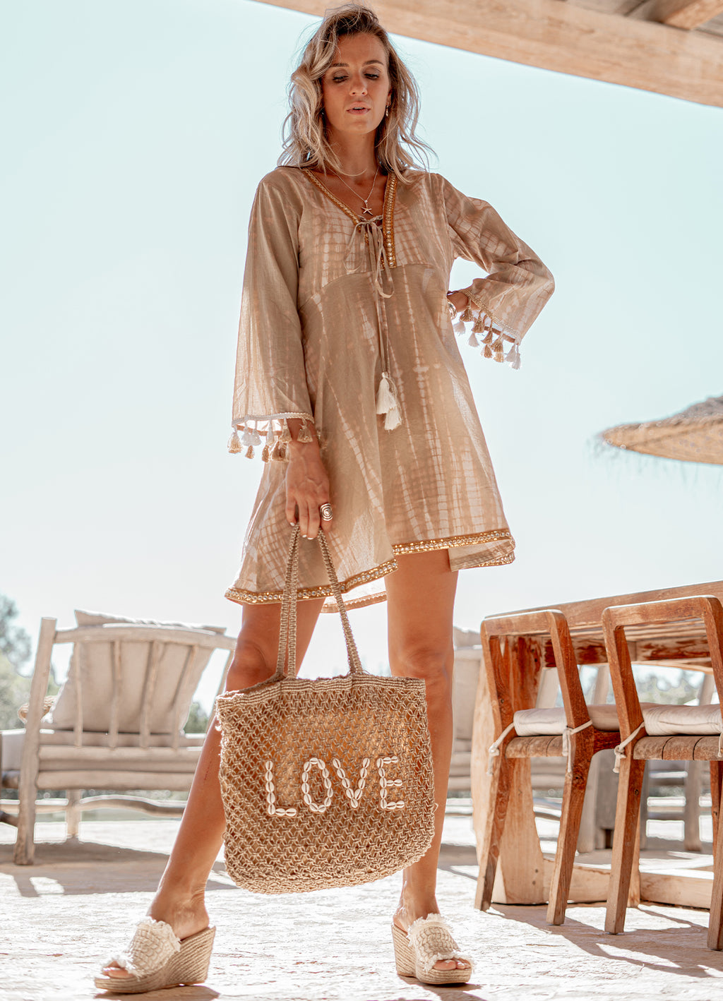 Beach Bag Seashell Love Natural : Natural