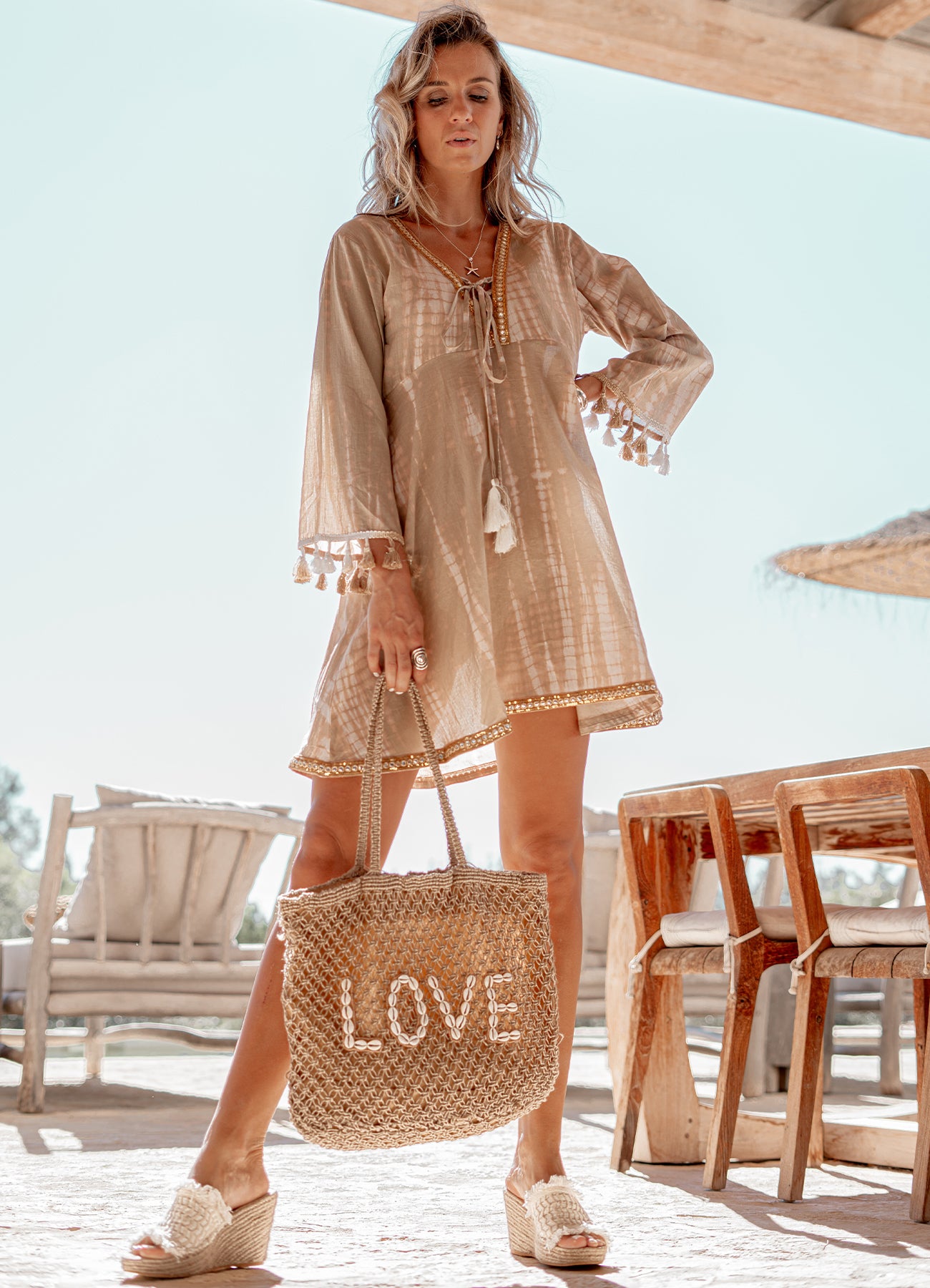 Beach Bag Seashell Love Natural : Natural