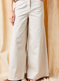 Brielle Stretch Cotton Extra Wide Leg Pants : Beige