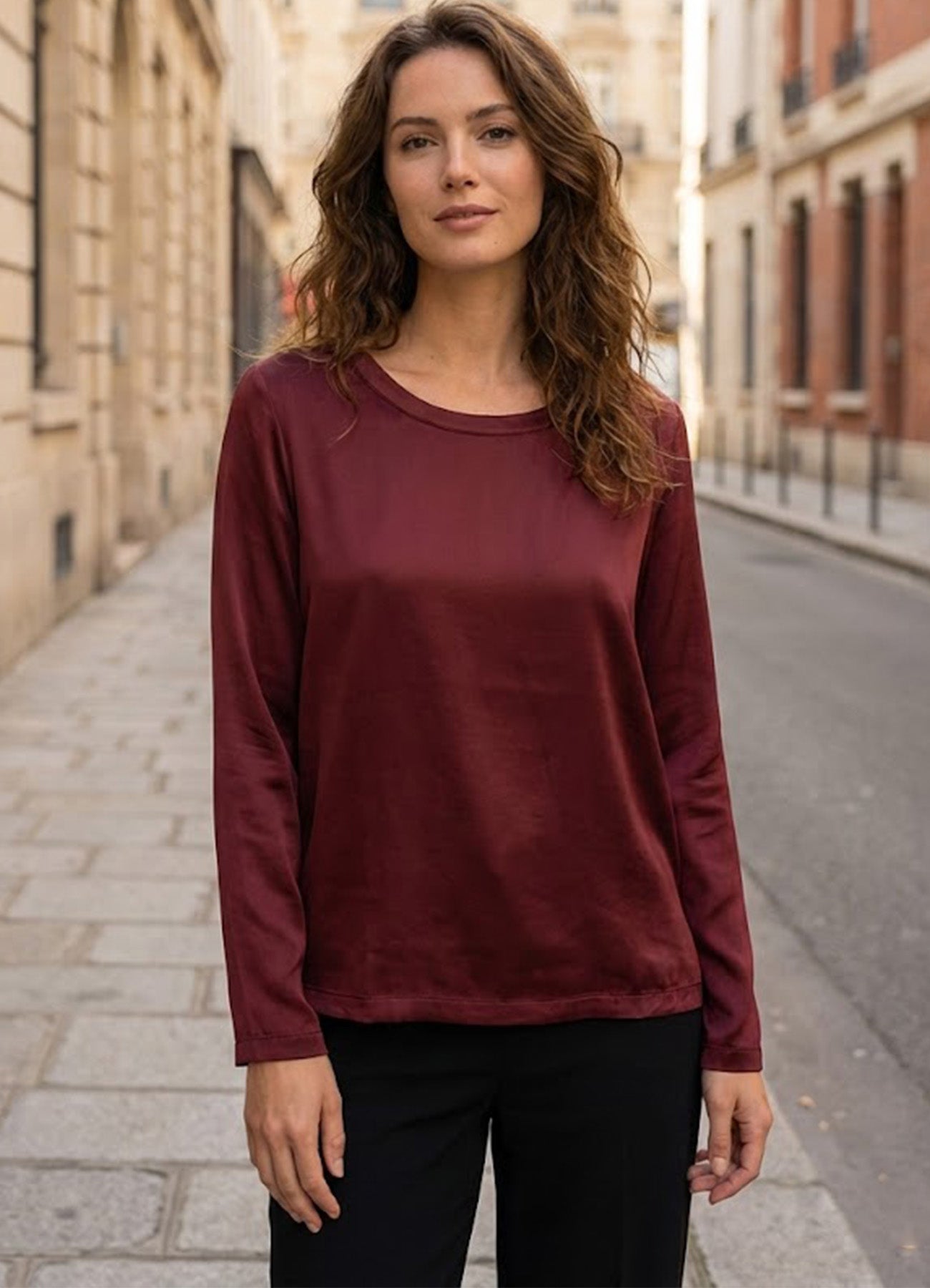 Top Satin Uni : Bordeaux